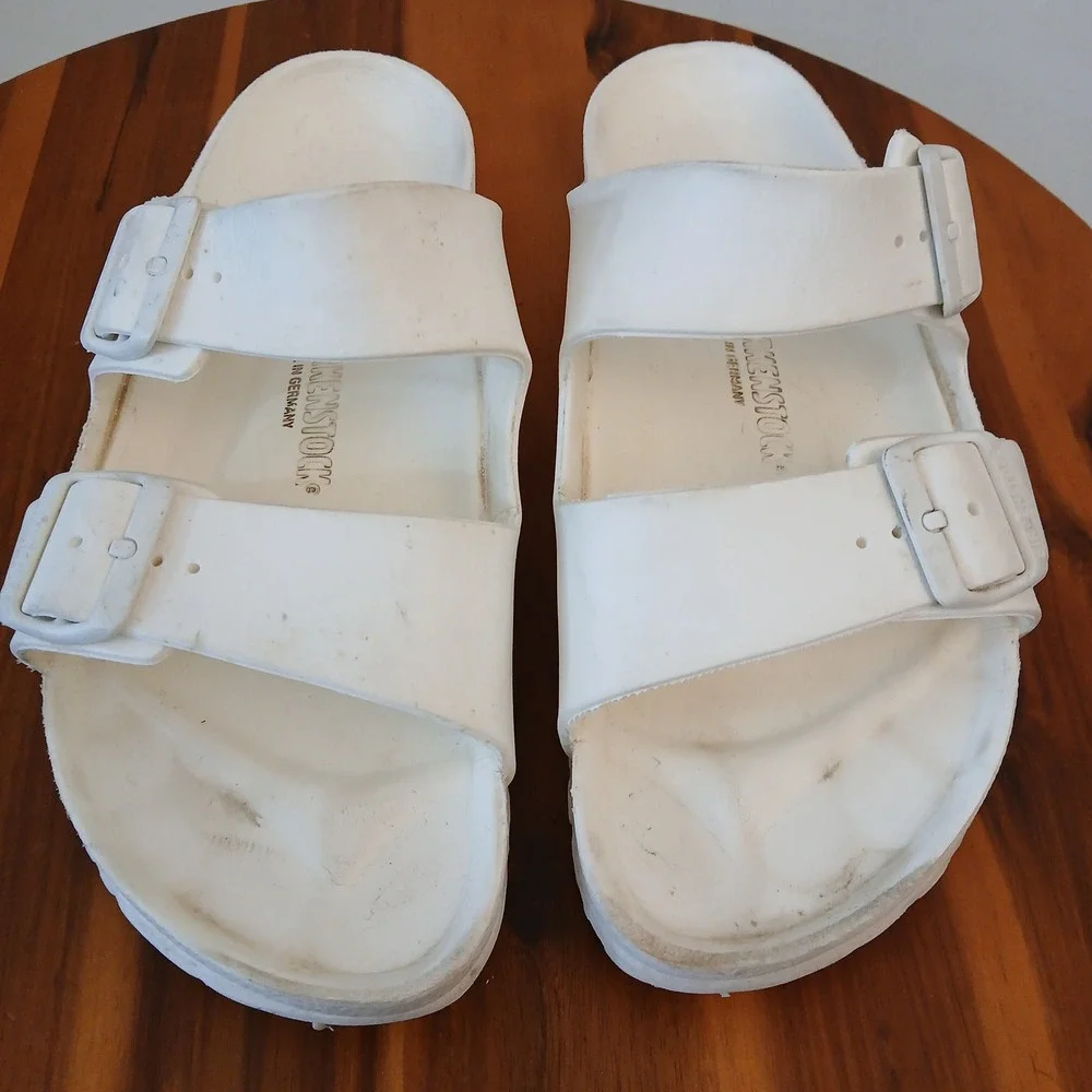 Birkenstock Arizona EVA Sandals Mens 41 US 8 White Waterproof Double Strap